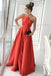 Simple A Line Strapless Long Satin Prom Dress Formal Evening Dresses DMS54