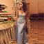 Mermaid Spaghetti Straps Detachable Silver Prom Evening Dress with Appliques DMQ66