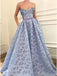 Stunning A-Line Sweetheart Light Blue Lace Prom Dress with Pockets Beading DMQ95