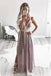 A-Line Straps Floor-Length Chiffon Pleated Prom Dress with Split DMR1