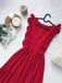 A-Line V-Neck Floor-Length Red Prom Dress with Split Ruffles DML84