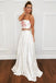 Two Piece Strapless Floor-Length Off White Prom Dress with Floral Appliques DMI71