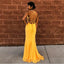 Mermaid Spaghetti Straps Floor-Length Yellow Sexy Prom Dress DMQ67