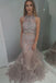 Stunning High Neck Blush Two Piece Prom Dress with Beading DMH34