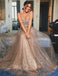 Spaghetti Straps Long Sequins Prom Dress A Line Evening Gown DMH39