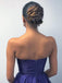 A-Line Sweetheart Ankle-Length Ombre Purple Satin Prom Dress with Pleats DML90