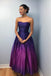 A-Line Sweetheart Ankle-Length Ombre Purple Satin Prom Dress with Pleats DML90