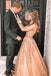 A-Line V-Neck Floor-Length Prom Dress with Appliques Beading DMQ88