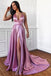 A-Line Spaghetti Straps Sweep Train Prom Dress with Split DMN17