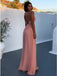 A-Line Deep V-Neck Floor-Length Pink Chiffon Prom Dress with Split DMN27