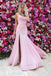 Mermaid Spaghetti Straps Floor-Length Pink Prom Dress with Split Ruched DMN29