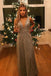 Popular V-Neck Long Silver Prom Dress with Beading Sequin Evening Dress DMS76