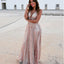 Sexy A Line Deep V Neck Long Prom Dress With Sequins DMQ60