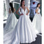 A Line Round Neck White Prom Wedding Dress With Bowknot DMQ57