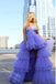 Lavender High Low Layers Tulle A Line Prom Dress with Beading DMS77