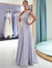 Elegant A Line Scoop Sleeveless Lavender Long Lace Prom Dress with Appliques DMF16
