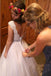 White Bateau Neck A-line Beading Organza Long Wedding Dress DM552