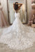 Spaghetti Straps Deep V Neck Mermaid Lace Applique Wedding Dress, Bridal Gowns DMW21