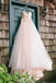 Sweetheart Strapless Flowers Beading Pleated Blush Pink Wedding Dress With Court Train DM554