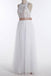 Simple Jewel Sleeveless Floor-Length Wedding Dresses,Lace Top White Wedding Gown DM537