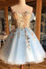 Gorgeous A Line Sweetheart Light Blue Tulle Short Homecoming Dresses DMM63