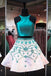 Cute A Line Two Piece Turquoise Short Homecoming Dresses with Beading DMD41