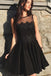 Cute A Line Round Neck Black Lace Short Homecoming Dresses, Little Black Dresses DMM58