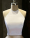 Simple Two-Piece Gold Halter Long Prom Evening Dress With White Top DM600