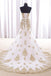 Sweep Train Mermaid Strapless White Long Prom Dresses With Gold Lace K709