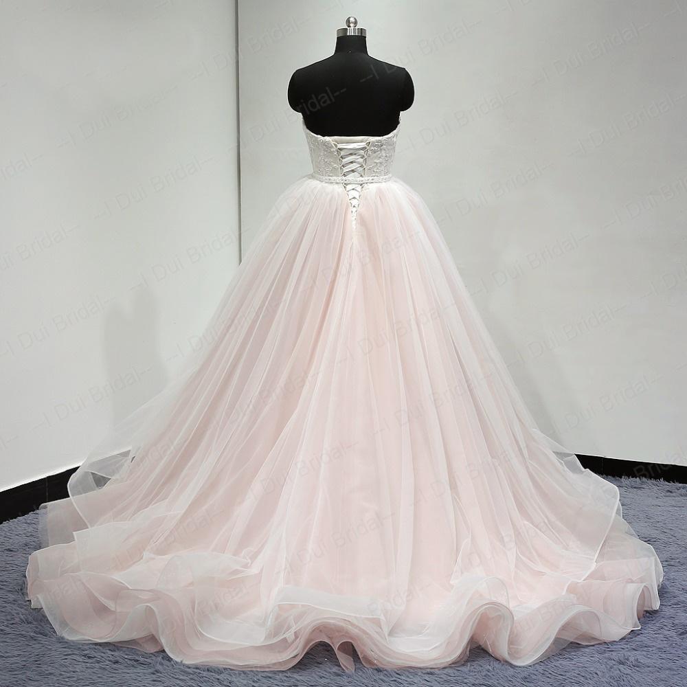 Sweetheart Lace Up Back Charming Affordable Long Pearl Pink Prom Dresses Ball Gown DM624