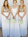 Sequins Top Off White Long Chiffon Bridesmaid Dress DMM94