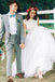 Elegant Off White Tulle Backless Wedding Dress with Crystal Sash DML47