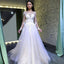 A Line Long Sleeves Round Neck Tulle Lace Appliques Wedding Dresses DMP73