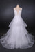 A Line V Neck Layered Backless Wedding Dress, Long Bridal Gown DMQ23