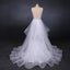A Line V Neck Layered Backless Wedding Dress, Long Bridal Gown DMQ23