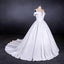 Off the Shoulder White Ball Gown Simple Wedding Dress, Satin Bridal Gown DMQ20