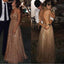 A-line Spaghetti Straps V-neck Sexy Backless Sequins Prom Party Dresses DMF32