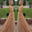 A-line Spaghetti Straps V-neck Sexy Backless Sequins Prom Party Dresses DMF32