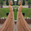 A-line Spaghetti Straps V-neck Sexy Backless Sequins Prom Party Dresses DMF32