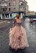 Pink Tulle Lace Appliques Long Prom Dress A Line Evening Gown DMS67