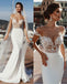 Mermaid Cap Sleeves Sheer Neck Long Wedding Dress DMP71