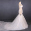 Charming Mermaid Tulle Wedding Dress, Chapel Train Long Bridal Gown DMQ14