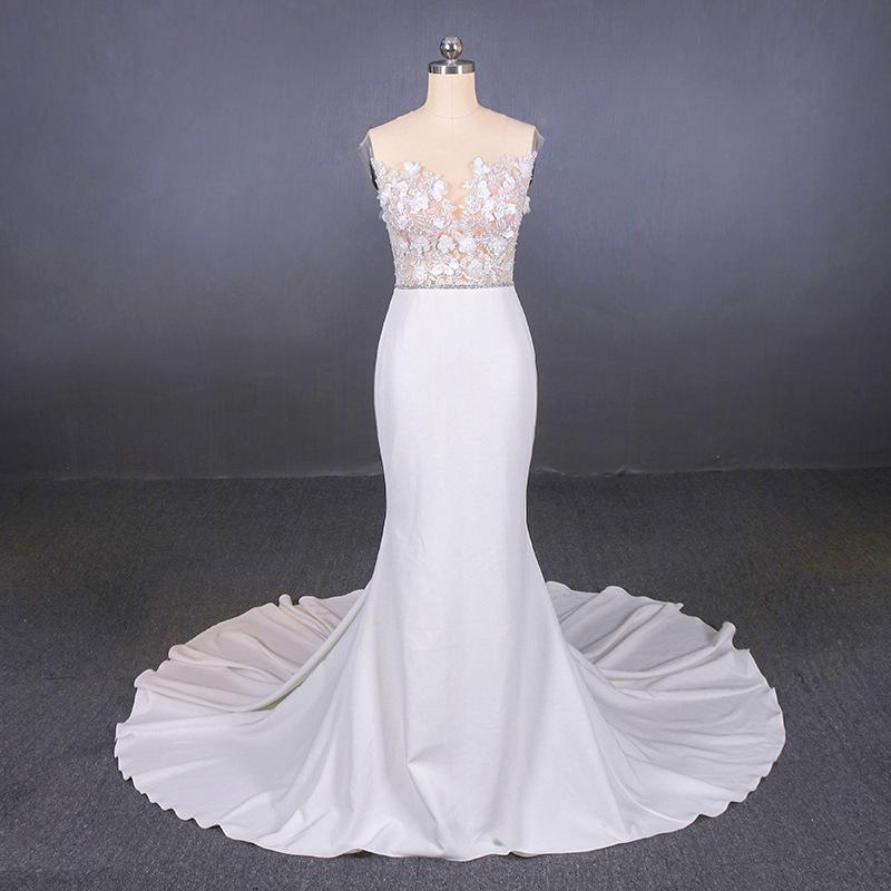 Mermaid Appliques Long Stunning Wedding Dress, Long Bridal Dresses DMQ19