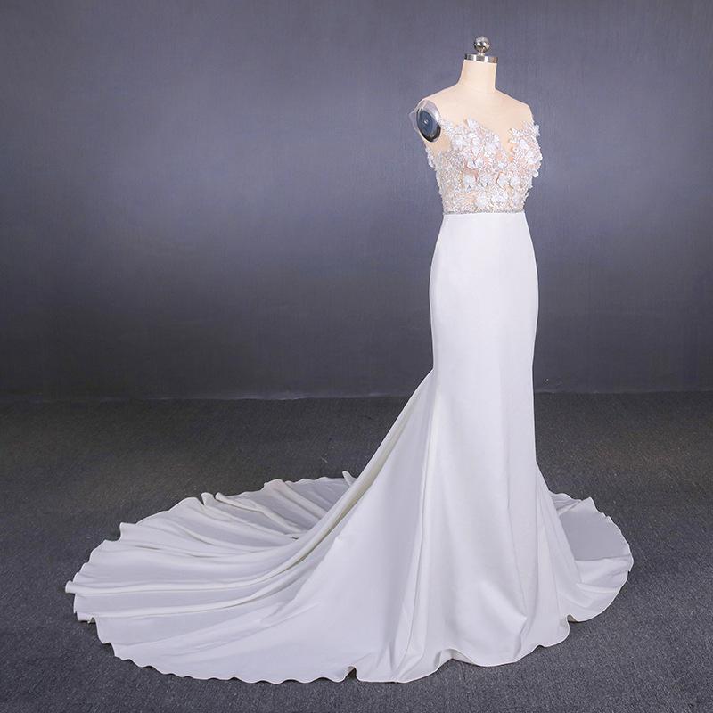 Mermaid Appliques Long Stunning Wedding Dress, Long Bridal Dresses DMQ19
