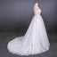 Stunning A Line V Neck Tulle Lace Appliques Wedding Dresses, Bridal Dress DMQ12