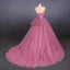 Strapless A Line Tulle Lace Appliques Prom Dresses, Long Formal Dress DMQ22