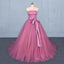 Strapless A Line Tulle Lace Appliques Prom Dresses, Long Formal Dress DMQ22