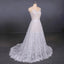 A Line Spaghetti Straps Long Elegant Wedding Dresses With Lace DMQ11