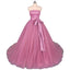 Strapless A Line Tulle Lace Appliques Prom Dresses, Long Formal Dress DMQ22