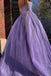 Sparkle Lilac A Line Prom Dresses Spaghetti Straps Sequin Evening Dresses DMP140